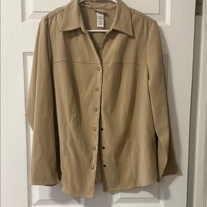 Tan suede snap Button-Up Shirt